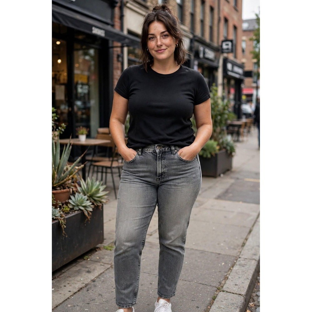 LR Scoop Womens 12 Straight Cut Low Rise Jeans Faded Black Distressed Y2K Grunge